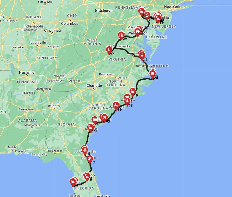 Best RV road trip planner from Tampa to Philadelphia